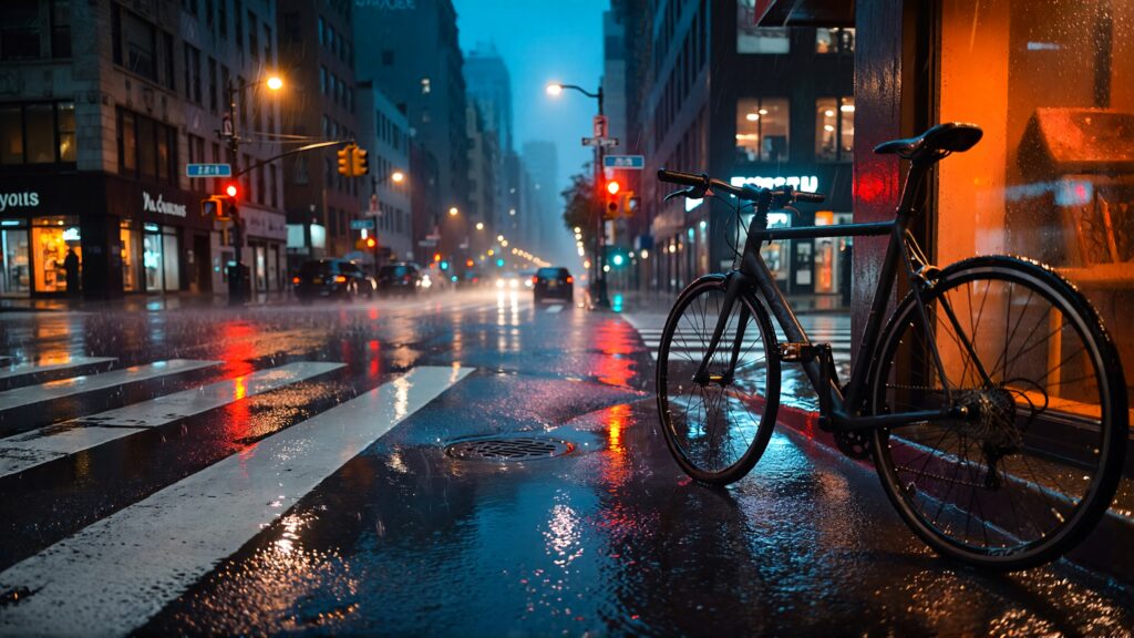 Juris digital a bicycle in a street intersection at night 2c10aa63 5b80 4e43 9bbf 004df3c69440