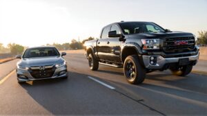 Honda Accord and GMC Sierra driving