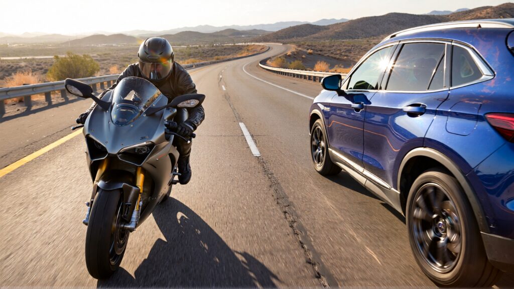 Juris digital a motorcycle and a passenger vehicle on the road f276d8e0 030b 4dbe 8655 2b79b853d35a