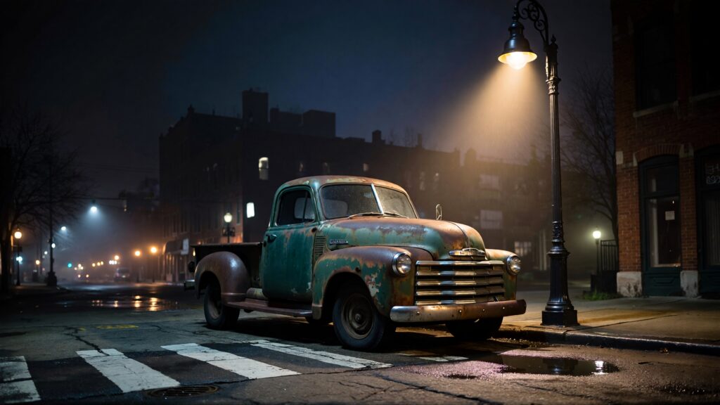 Juris digital an old pickup truck near a crosswalk street and a light pole at n 374ae2bc e7a7 42e6 a64c 72747e431ad5