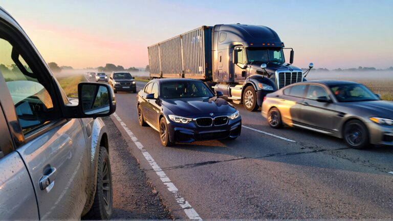 Juris Digital una camioneta pickup un BMW un semirremolque y otro auto en la carretera 6fff9023 50a6 4129 a238 128287aef352