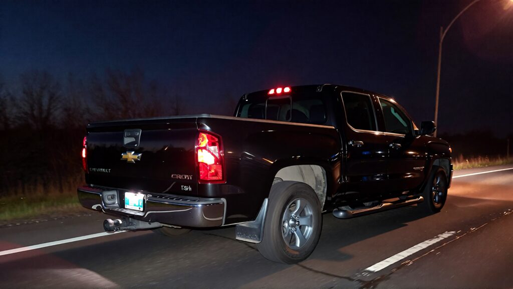 Samantha parian black 2017 Chevrolet pickup truck on the road at night time b11e62b0 4ce0 42d5 90e7 f5caeee92355