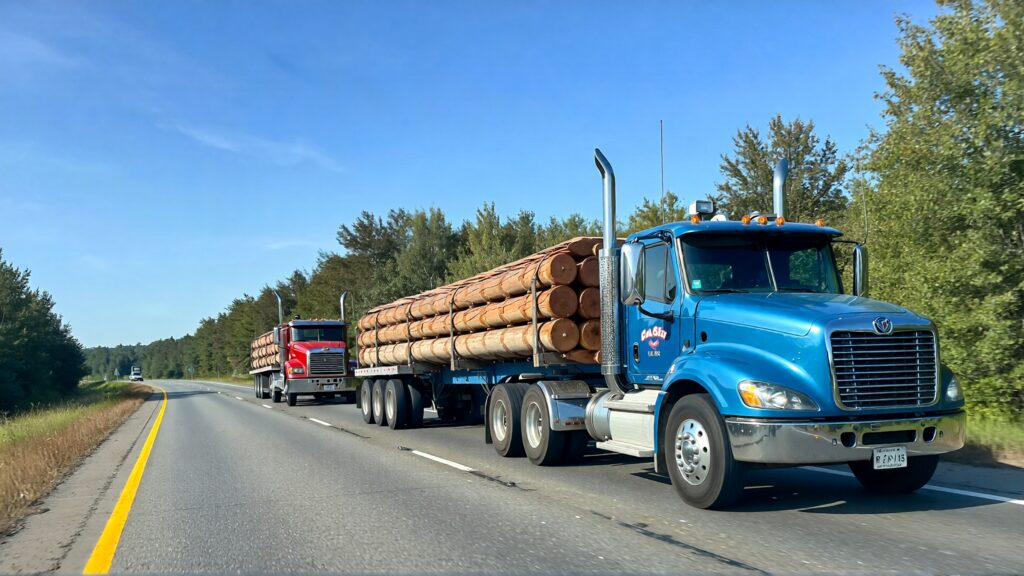 Samantha parian two log truck on the road 098e73b6 86f1 4f83 8798 81a7634b1e46