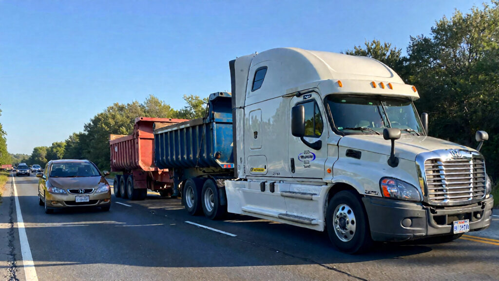 Samantha parian a white 2014 Freightliner Cascadia tractor hauling two end dump t ba233bf6 2625 400b 9483 d4b9efe3b3f7